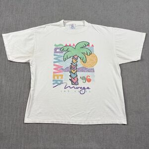 Vintage 96 Mirage Las Vegas T-Shirt XL White Summer Palm Tree Graphic Made USA